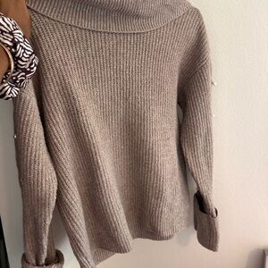 Design History Cowl Neck Sweater in Taupe